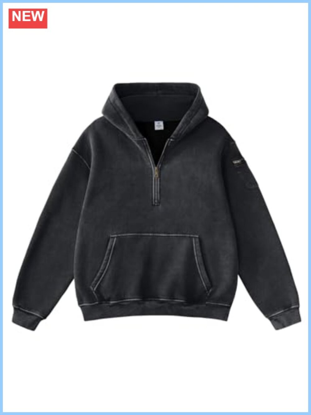 Oversized Washed Quarter Zip Hoodie Loose Fit Pullover Sweatshirt Pockets